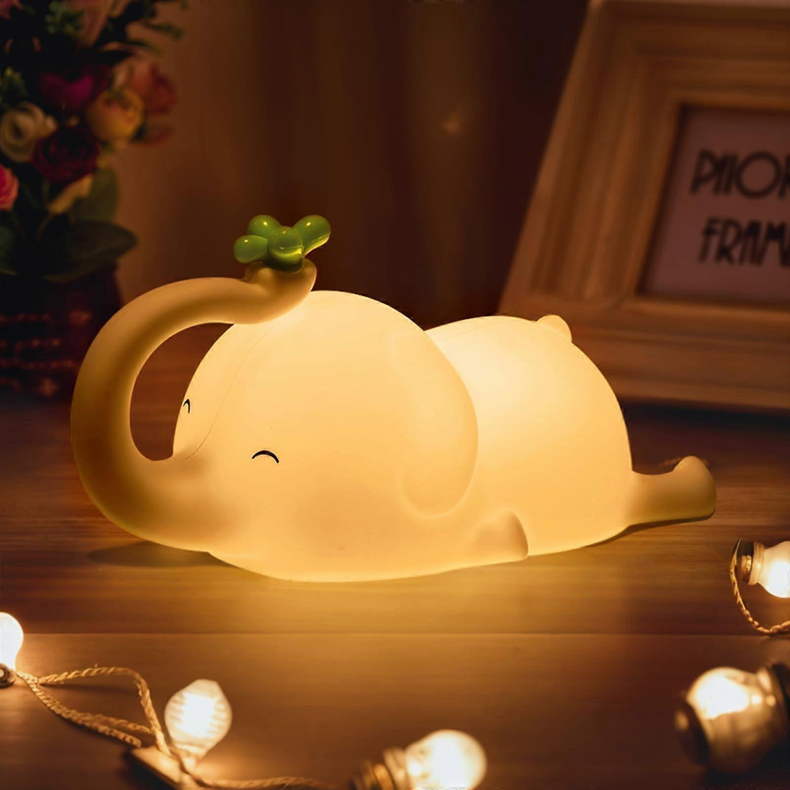 Silicone Elephant Night Light 3-Level Dimmable & Rechargeable LED Lamp for Nursery Room Decor