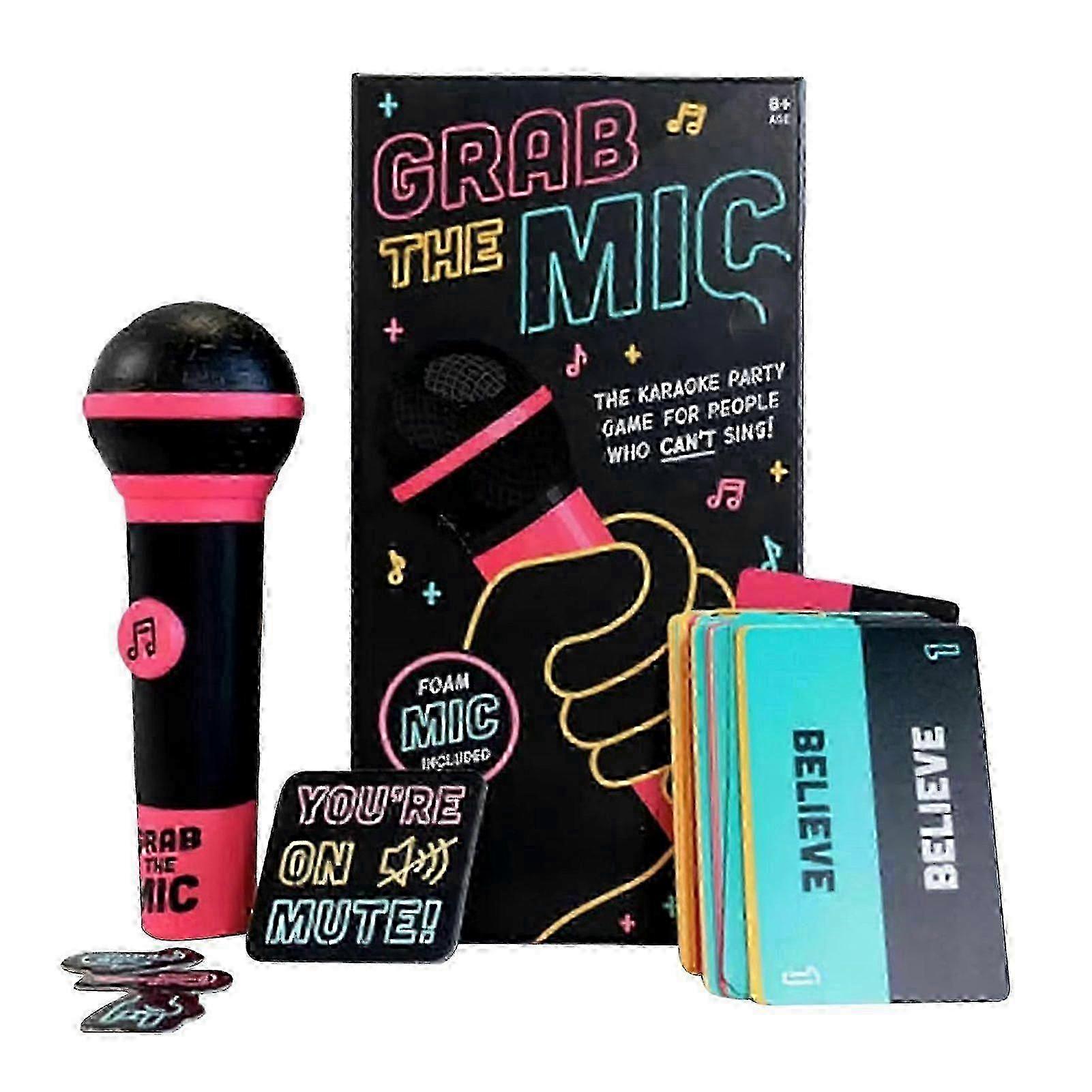 Παιχνίδι καραόκε 'Grab The Mic' με κάρτες στίχων - Διασκέδαση για 2-10 παίκτες, ιδανικό για παιδιά και ενήλικες, ιδανικό για γενέθλια και εορτασμούς - HZ Entertainment