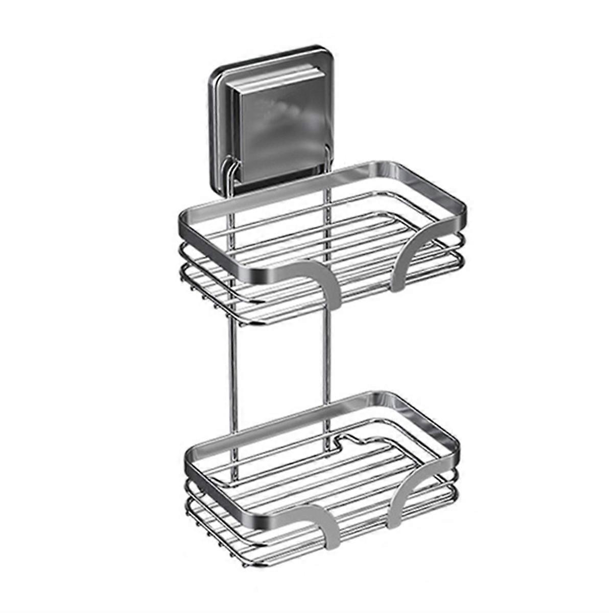 Soap Bar Holder for Shower Wall, 2 Tier Drill-Free Shampoo Dish,B