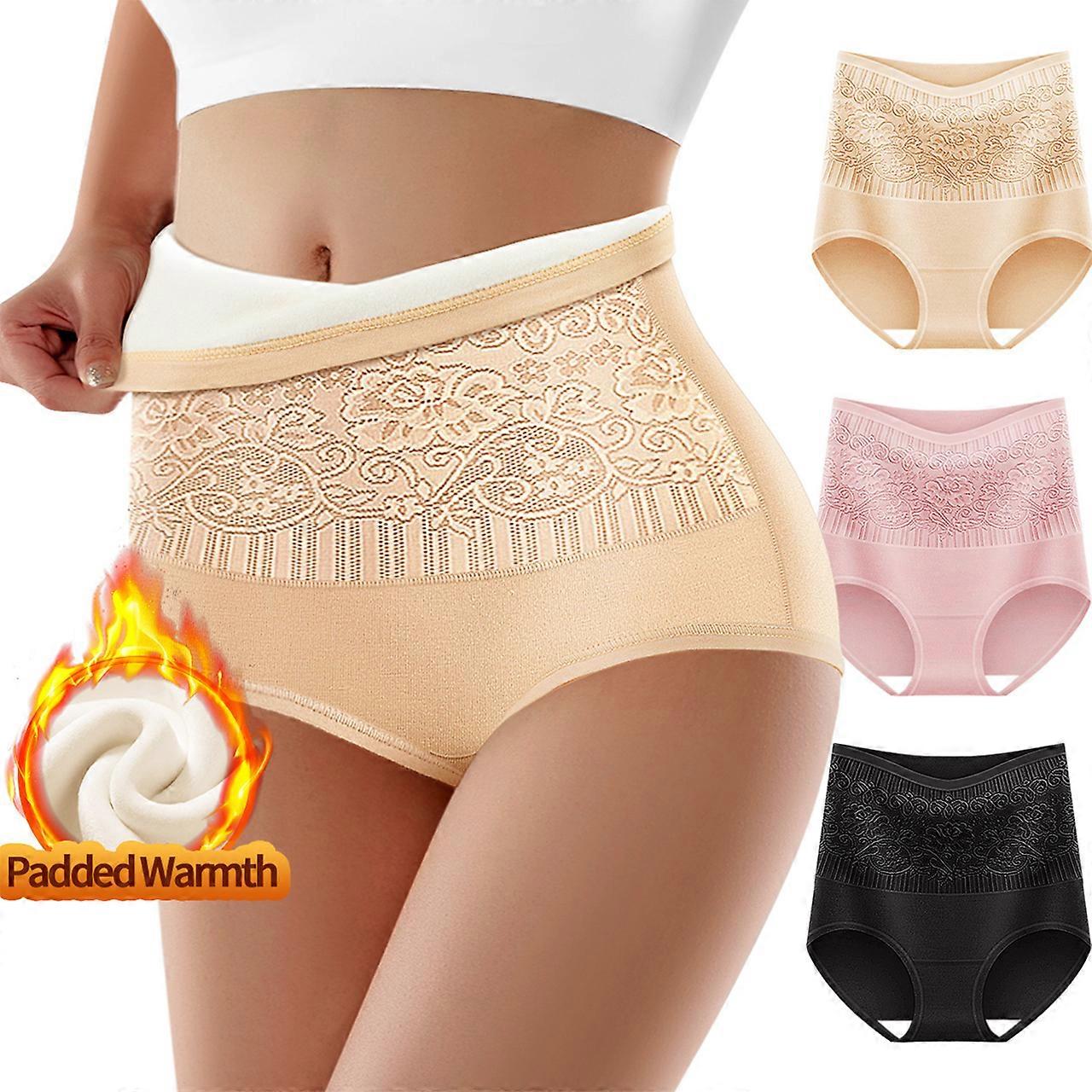 Regular Size Underwaer, 3PCS European Plus Velvet Warm Boxer Women's High Waist Shaping Breifs Regular Size Underwear, Multi - Piece Set in One Style