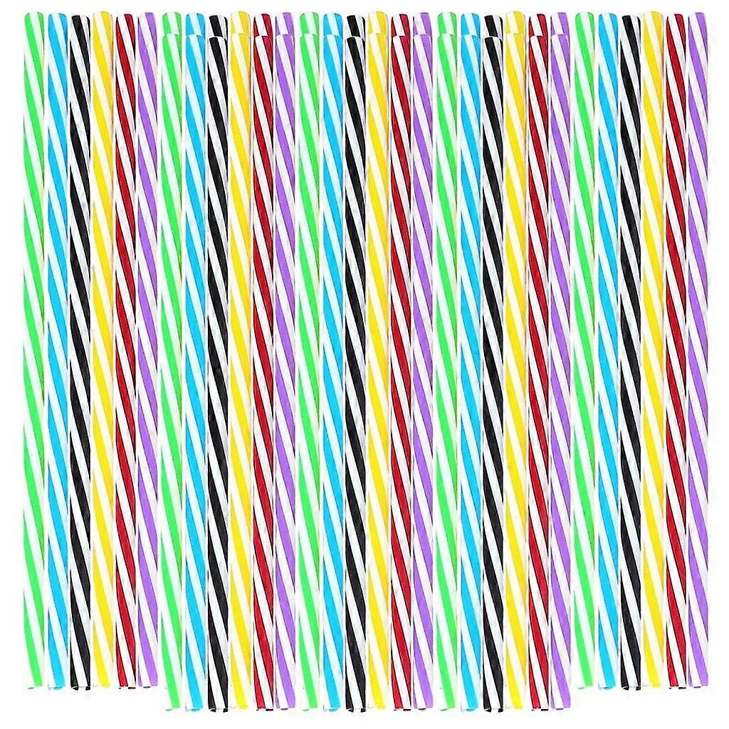 Pack of 50 Reusable Rainbow Swirls Drinking Straws Mixed for Beverages