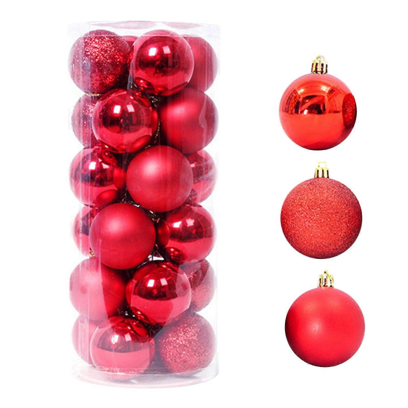 24PCS Christmas Tree Ornaments Set - 1.6 Inch Shatterproof Balls in Various Colors for Holiday Decorations