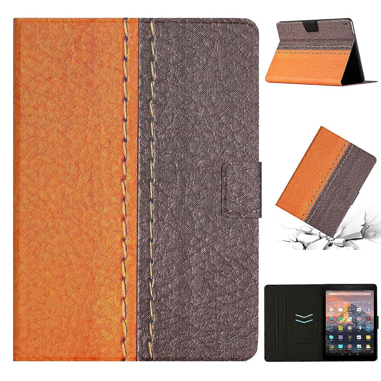 适用于亚马逊 Kindle Fire HD 10 2015 缝合纯色智能皮革平板电脑保护套