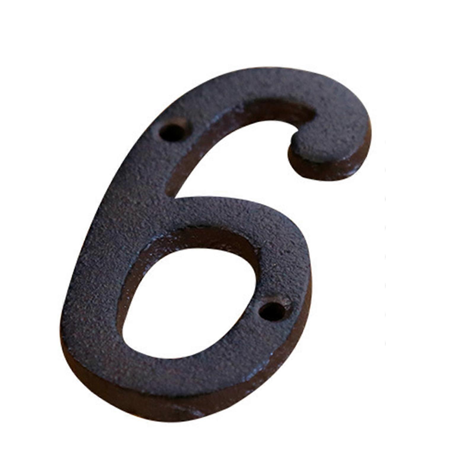 3 Inch House Number, Home Address Number, Vintage Cast Iron Home Number Metal Gate Mailbox Number, Matching Screws Included, Black Number 6