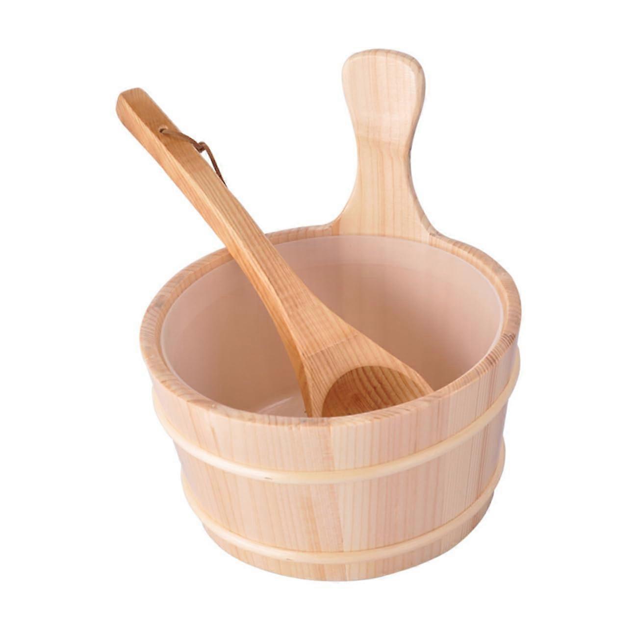 1Set Wooden Barrel Sauna Accessory with Scoop Bucket for Spa Bath and Shower Hand Polished Design for Luxurious Sauna Experience