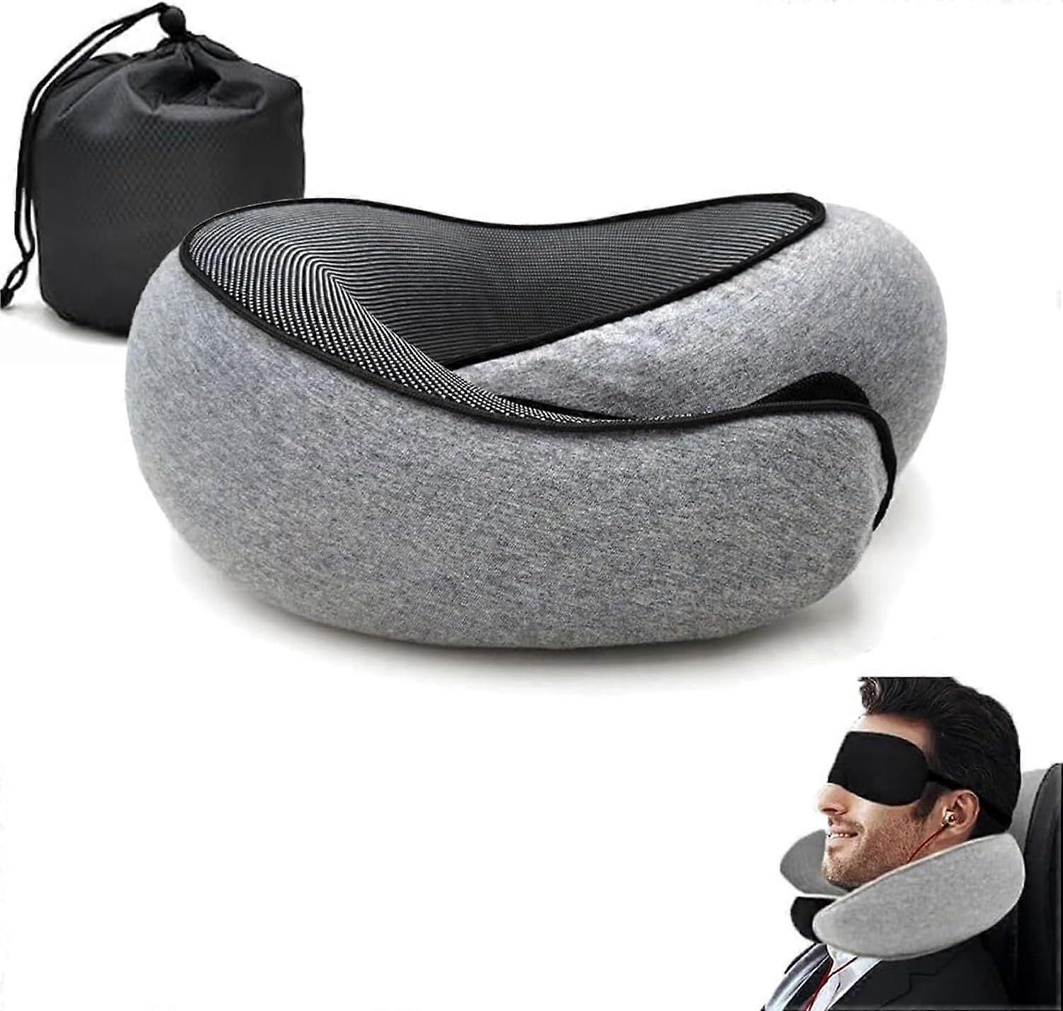 SQCLV Travel Neck Pillow, Memory Foam Travel Neck Pillow, 360 Degree Comfort and Breathability, Airplane Travel Neck Pillow, Stowable U-Shaped Pillow