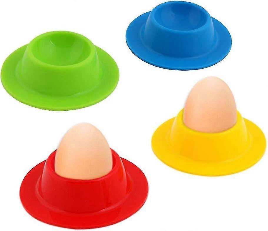 Silikon eggkopper, sett med 4, bærbare, runde, vaskbare