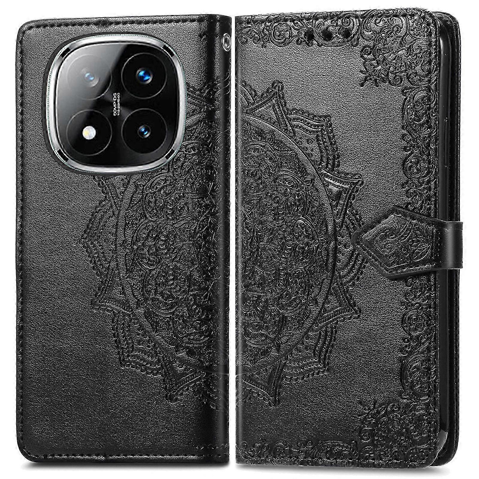 Redmi Note 14 Pro 5G Case with Mandala Flower Design Leather Cover Stand Function and View Accessory