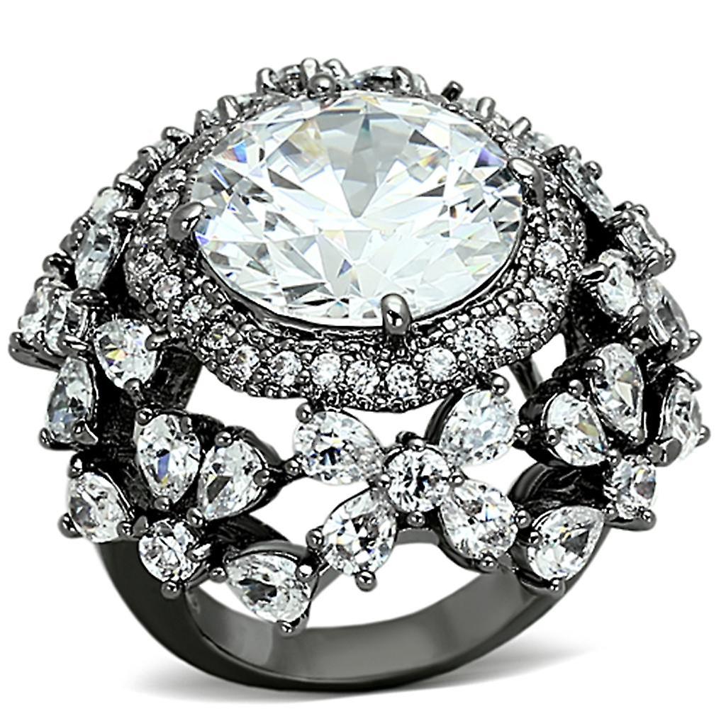 Ring AAA GRD CZ Clear LOA874 for Women Style Ruthenium