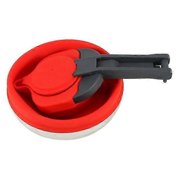 1 قطعة غلاية شاي ماء في الهواء الطلق المشي لمسافات طويلة التخييم استخدام (أحمر) غلاية سيليكون قابلة للطي المحمولة مسلوقة