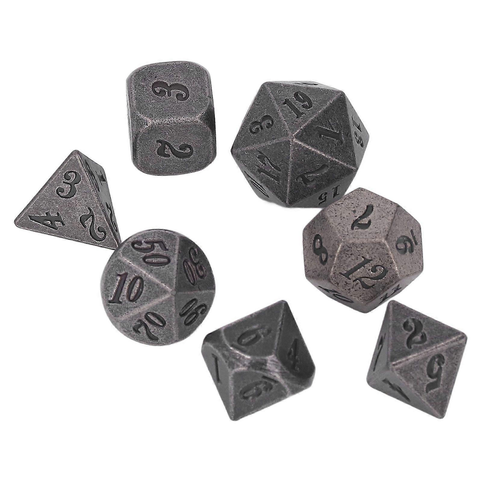 7-piece metal dice set, different shapes, multi-sided heavy-duty dice for role-playing board games