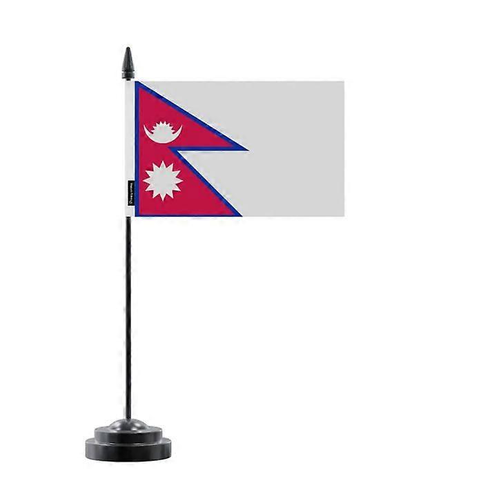 Table Flag - Multicolored - Nepal - 14 x 21 cm - Plastic Mast - Double-Sided Print
