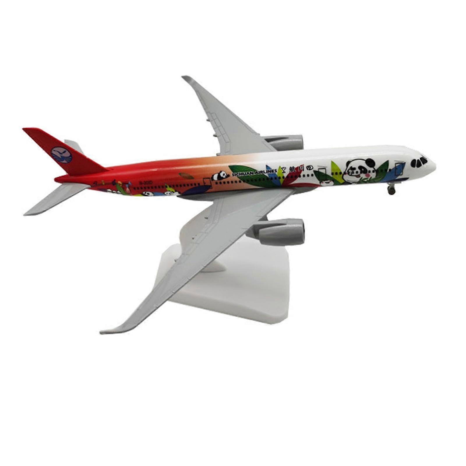 Sichuan 350 Panda Plane Model 1/300 Scale Alloy Aircraft for Home Office Decoration and Gift Display