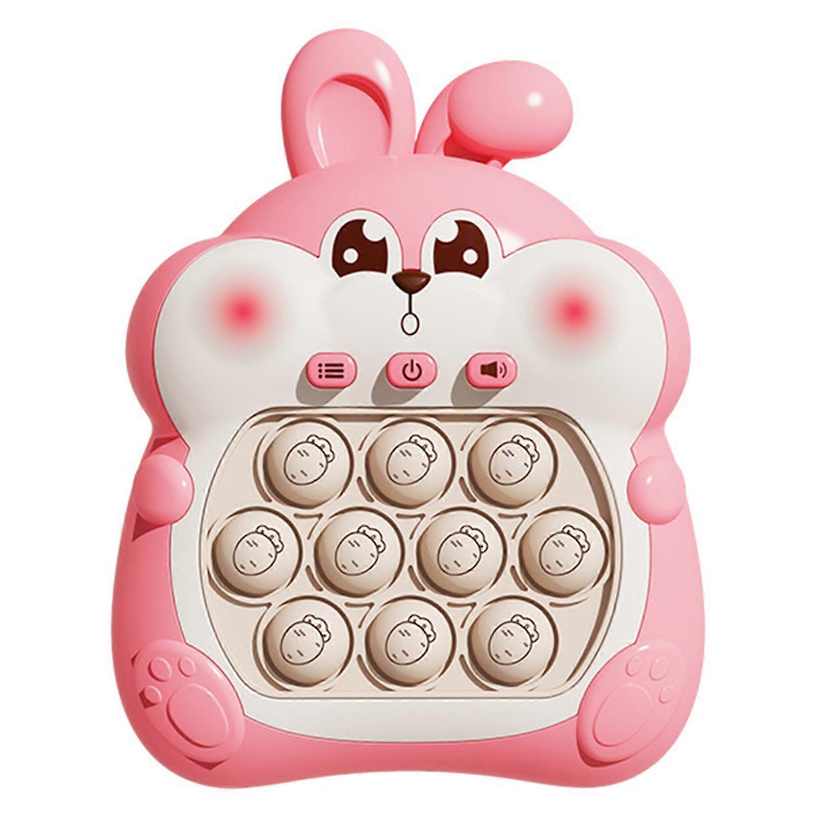 Handheld Game Console Light Up Quick Push Cartoon Fidgets Toy Push Puzzle Game Machine Adult Child Stress Reliever Toy  Pink