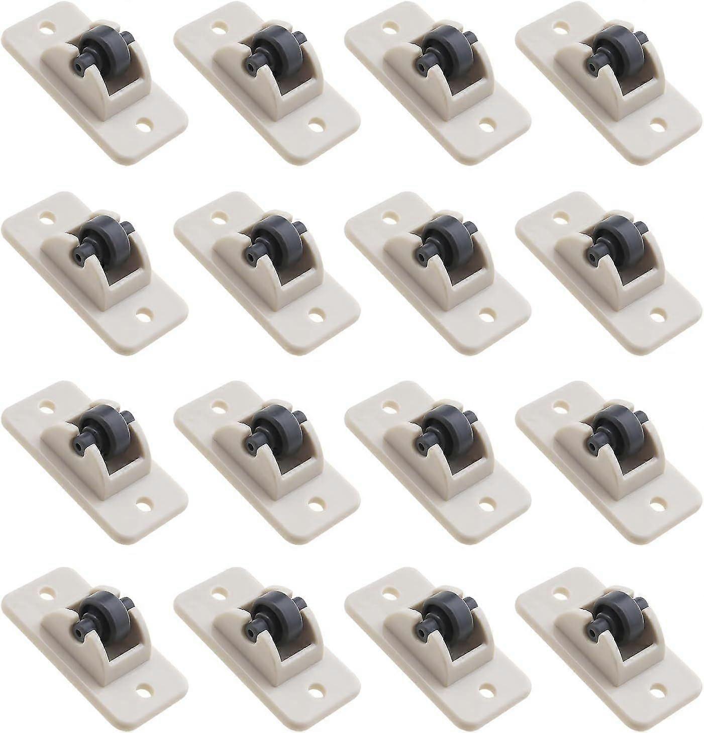 16pcs Self-adhesive Casters Plastic Rollers 4.7x2.4x1.7mm for Cabinet Drawer Storage Box Furniture Pulley Casters Beige
