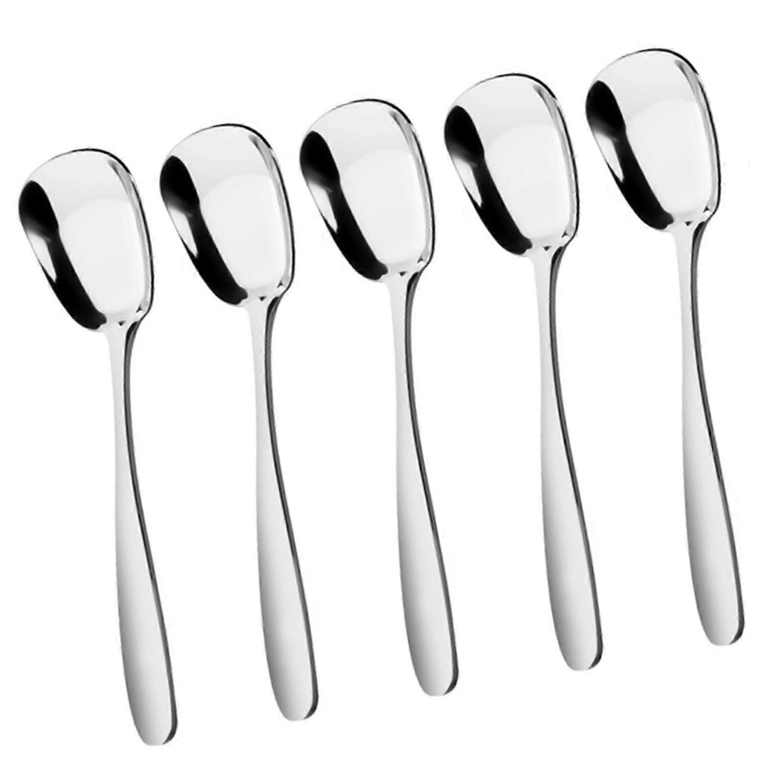 Elegant stirring and serving spoon, portable stainless steel spoon with unique square head for cooking and serving Ref: 5965