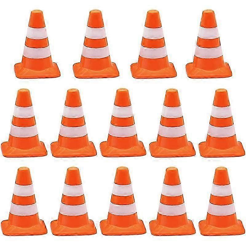 14 Pieces Mini Triangle Cone, Mini Simulation Safety Cone Road Parking Signs Roadblock, Small Signs