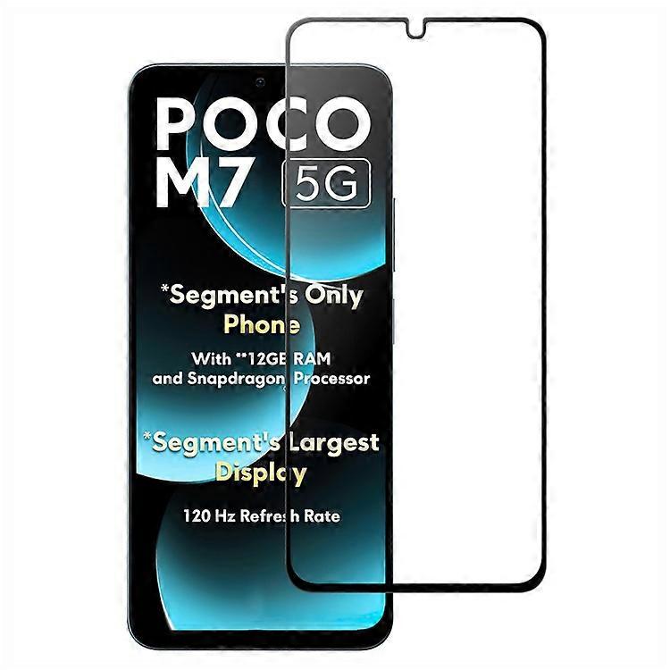 Xiaomi Poco M7 5G AGCガラススクリーンプロテクターフルグルーブラックエッジスクリーンフィルムに対応