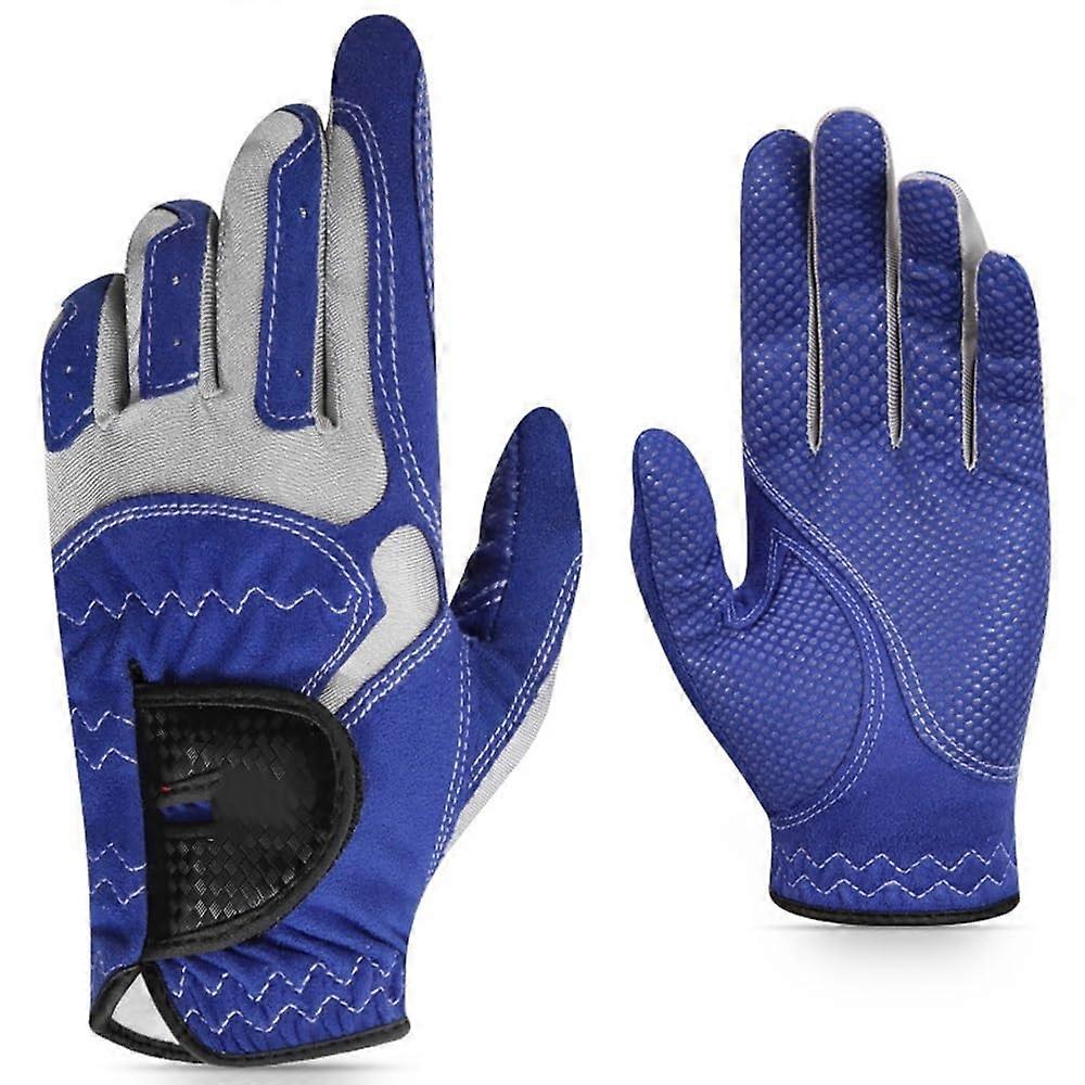 Golf gloves, microfiber, breathable, swing training, nonslip, Left Blue
