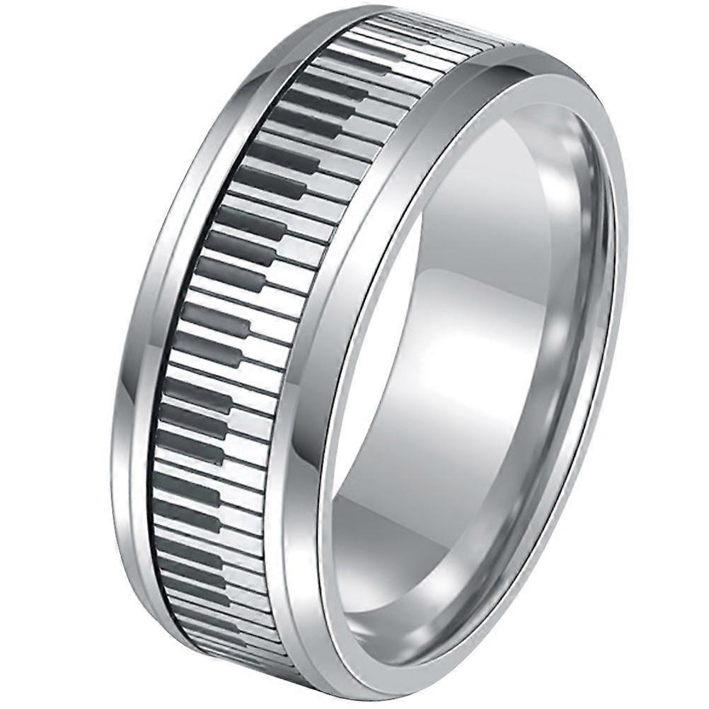 Stainless Steel Rotating Piano Key Ring Finger Ornament for Music Lovers – Comfortable Daily Wear Design for Birthdays and Holidays