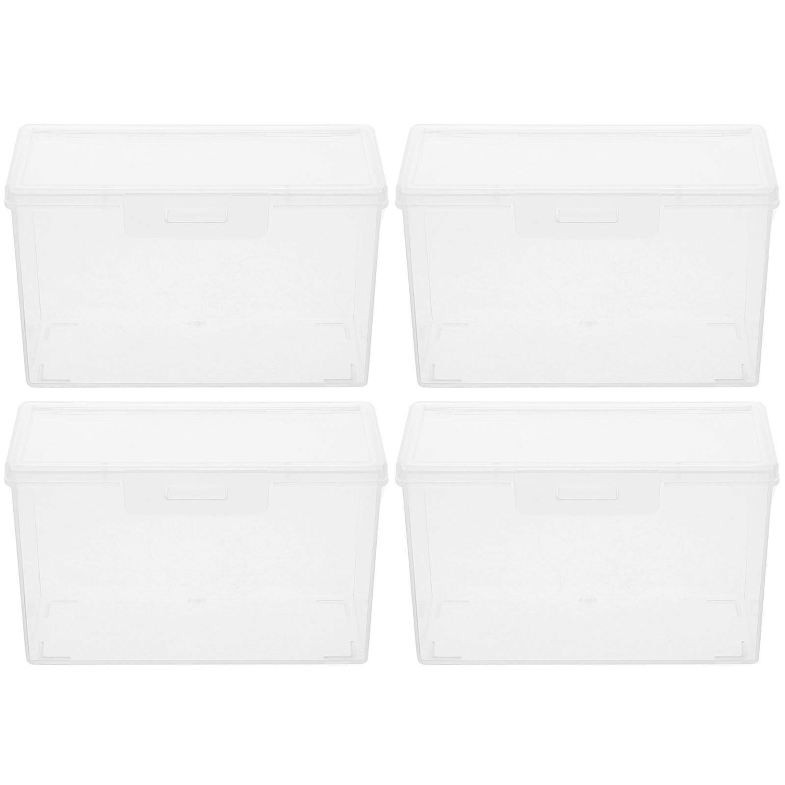 Transparent Mini Storage Boxes Set of 4 Lids – Compact Multi Functional Plastic Containers for Small Items, Home & Travel Organizers