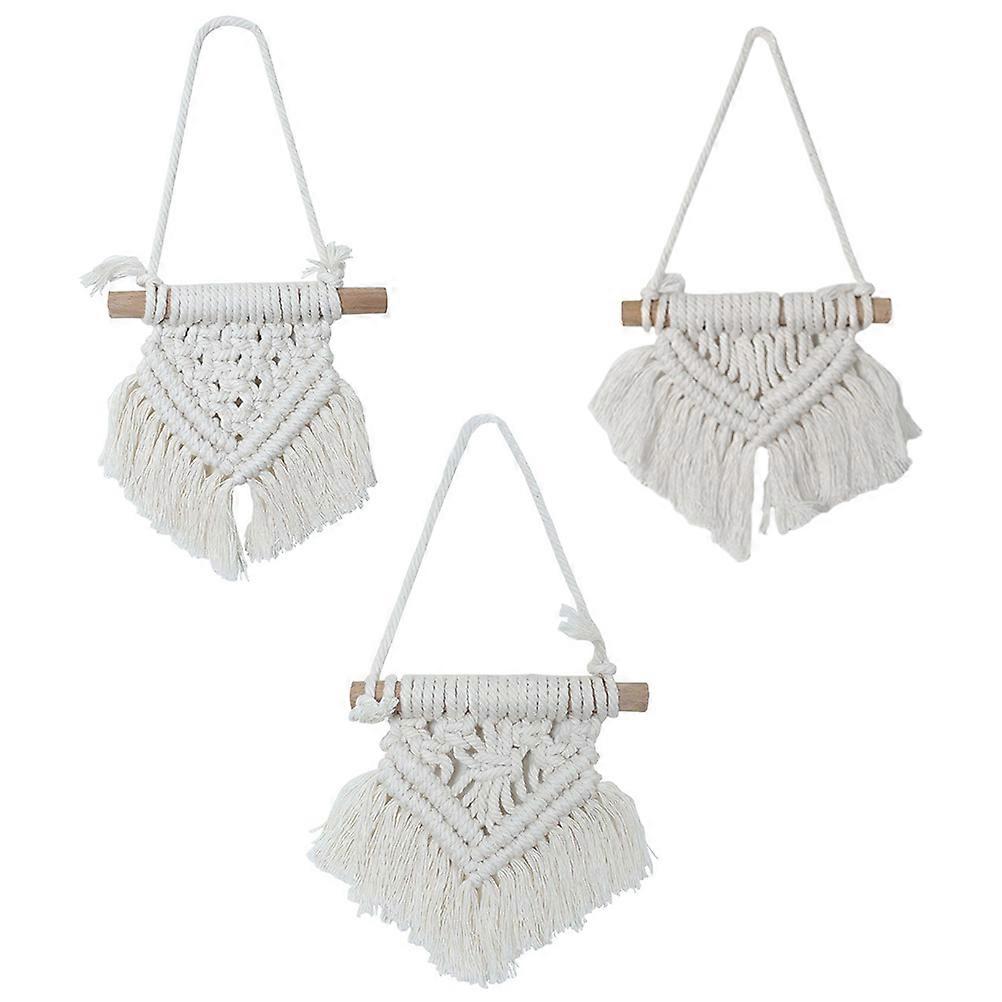 Vertical Tapestry Macrame Wall Hanging Decorative Rectangular Minimalist Home Decor Enthusiasts 3Pcs