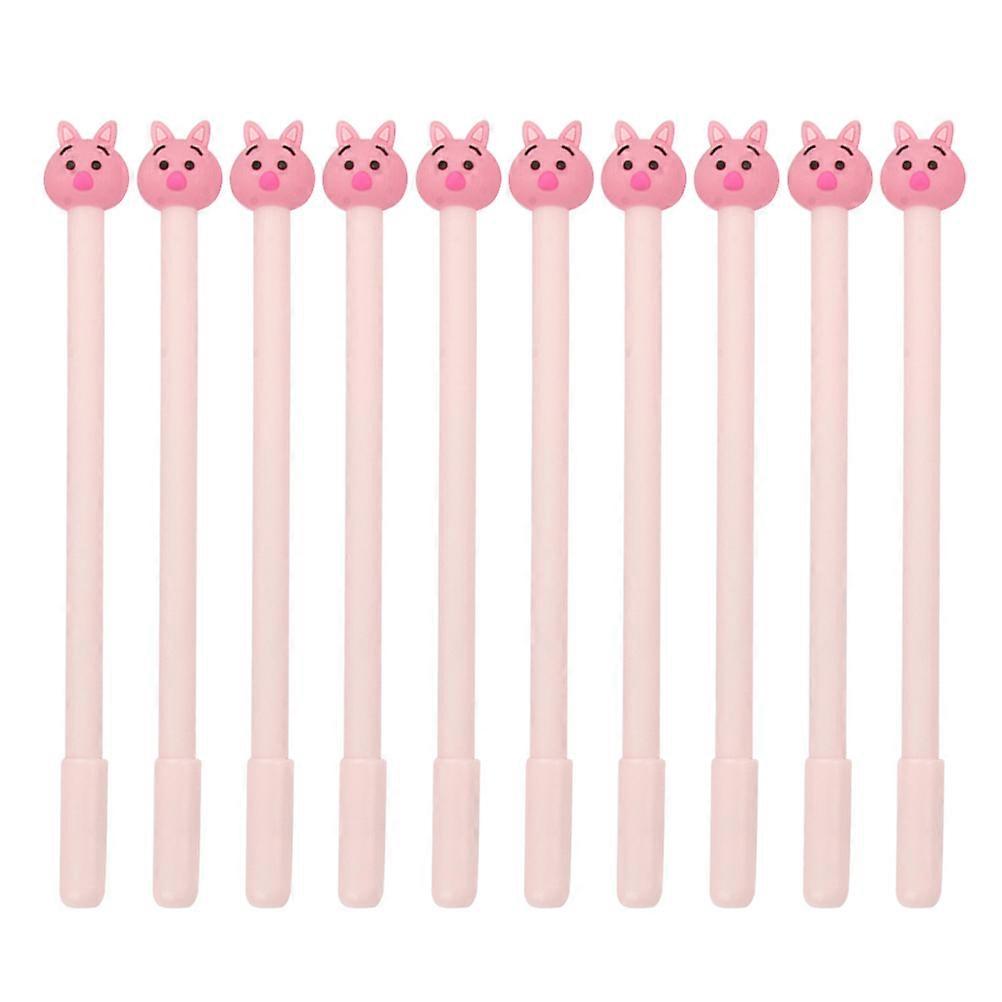 Kawaii Stationery Cartoon Pig Gel Ink Pens for Back to School Pink and White 0.5MM 10Pcs