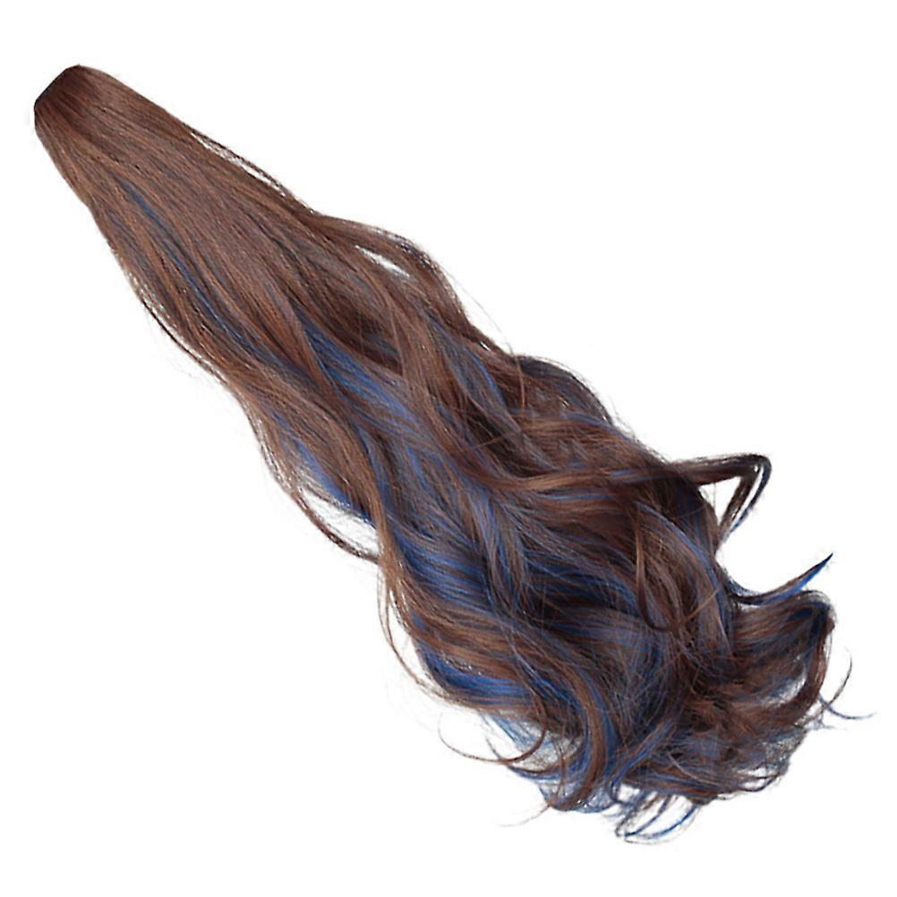 Long Wavy Ponytail Clip for Decoration Comfortable Synthetic Material Light Brown