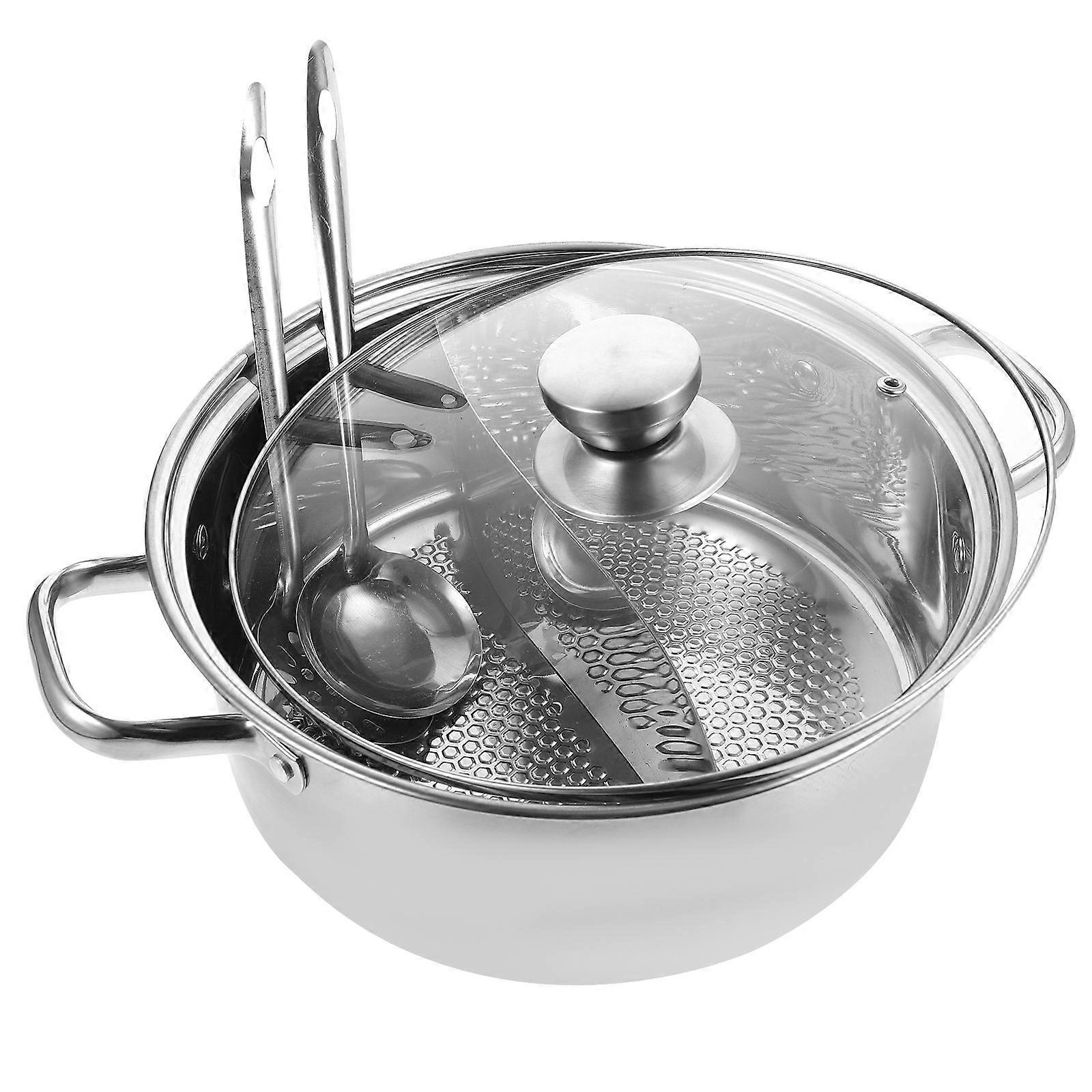Here's a refined and appealing product description for the **"1pc Stainless Steel Two Flavor Hot Pot With Handles"**:
**Stainless Steel Two