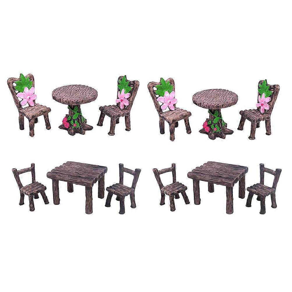 Miniature Garden Accessories Mini Table Chair Furniture Model Home Decoration Assorted Sets