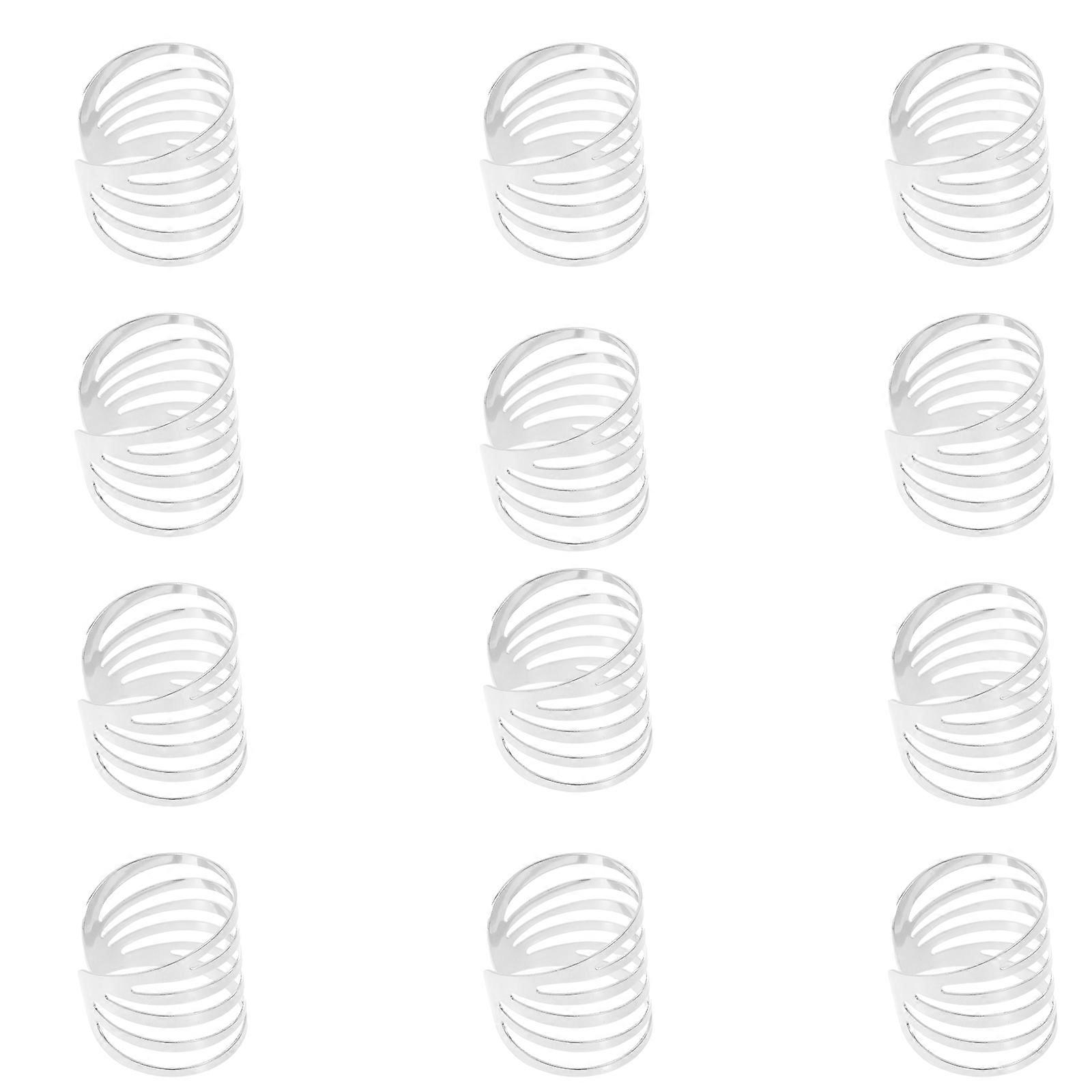 12pcs Silver Napkin Rings with Pearl for Table Setting Decorations Iron Material
