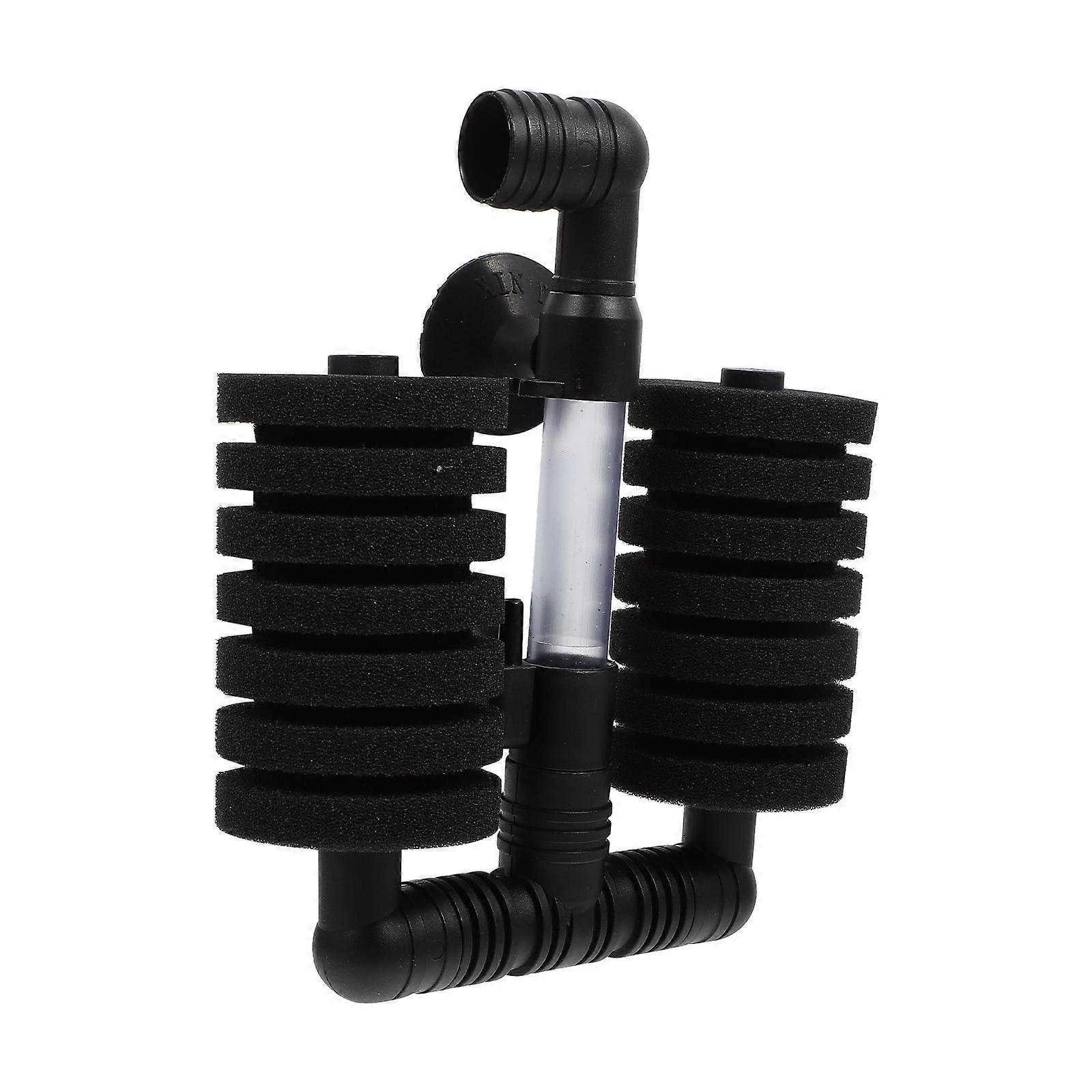 Aquarium Sponge Filter Oxygen Pump Wall Hanging 14x16cm Black Rectangular 1Set