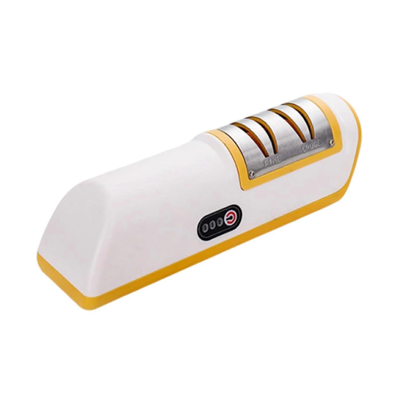 ABS Fast Electric Knife Sharpener for Quick Sharpening Hatori Rolling Sharpener, Compact Size, Yellow Finish, UK Compatible
