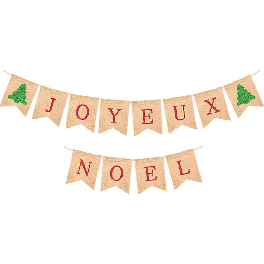 Christmas Banner Bunting Decorative Festival Style Party Supplies Multi 200x13x17cm Jute Triangle Flags 1Pack