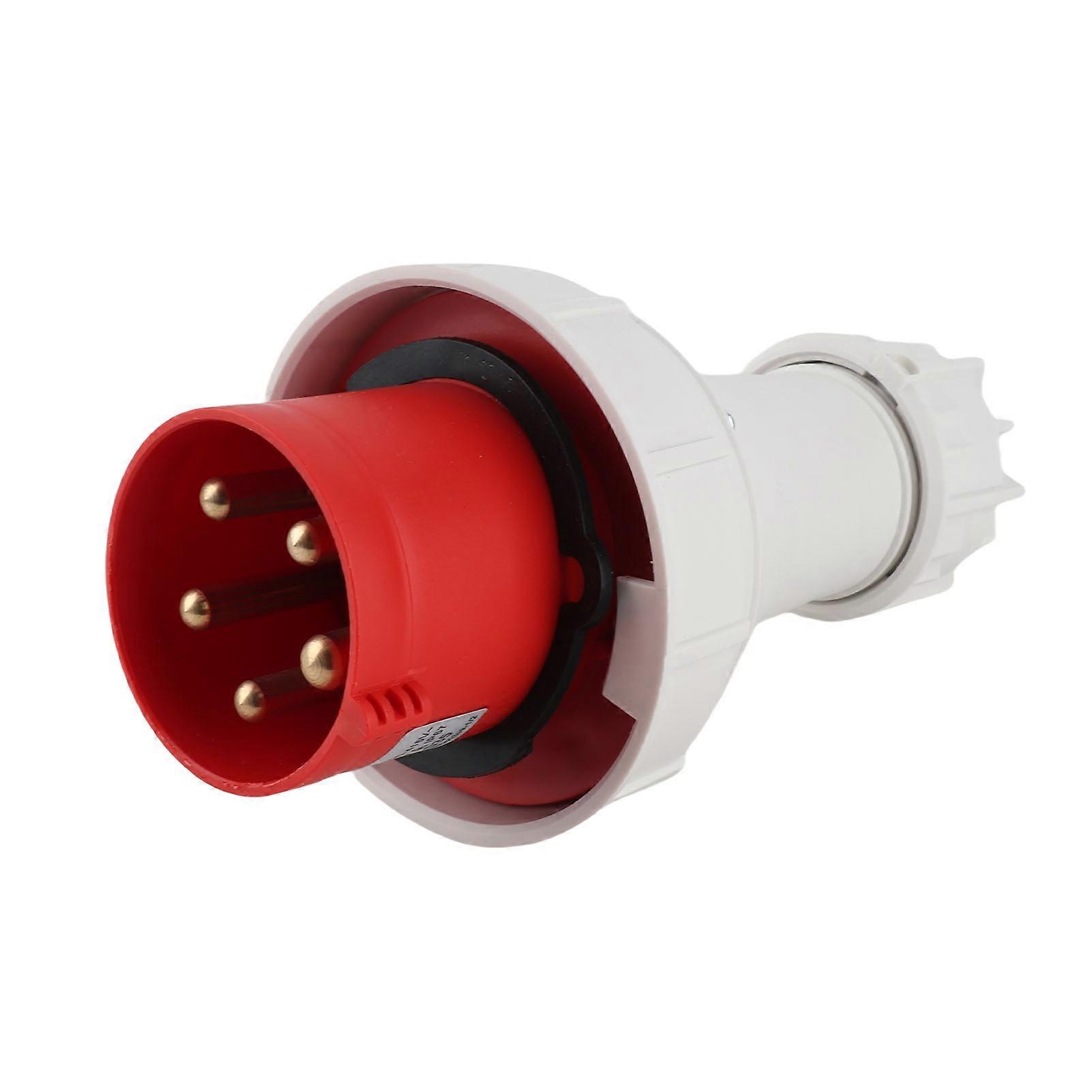 CEE Aviation industrial socket, IP67 connector, 5 pins, 63 A, 220-415 V, red, for outdoor use