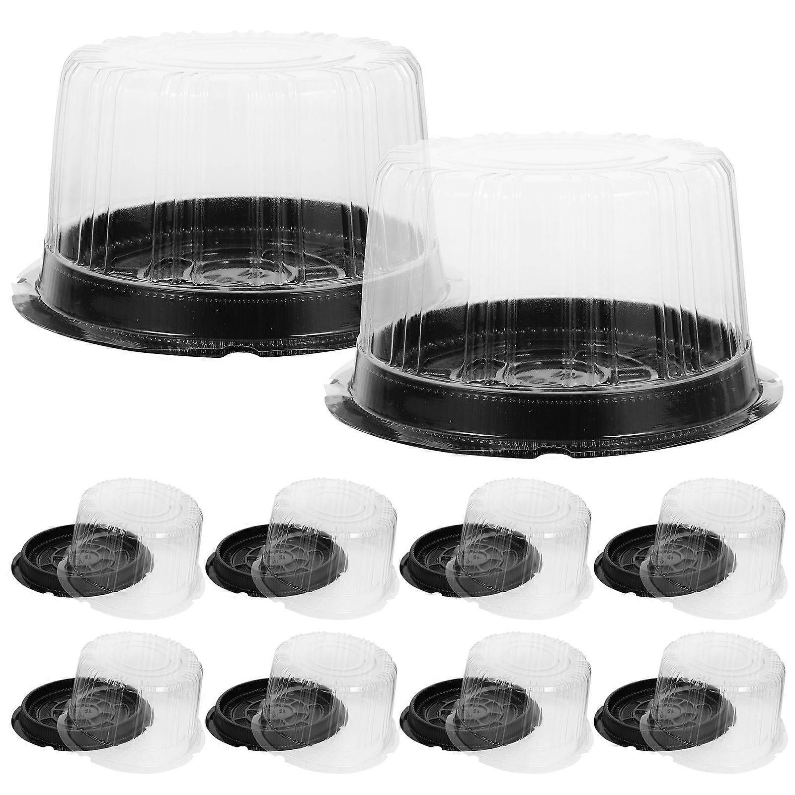 Clear Cake Carrier Black Plastic Round Cake Boxes 10Pcs for Baking