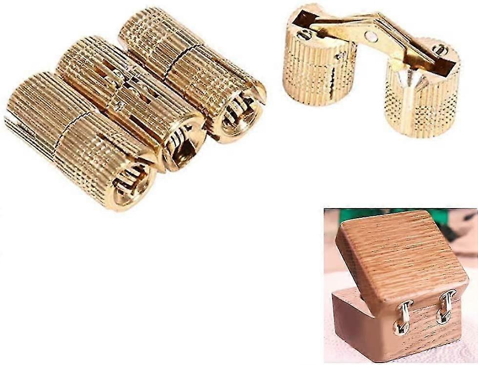 Hinge Box, 4pcs Hidden Brass Cylindrical Hinges Concealed Hinge Invisible