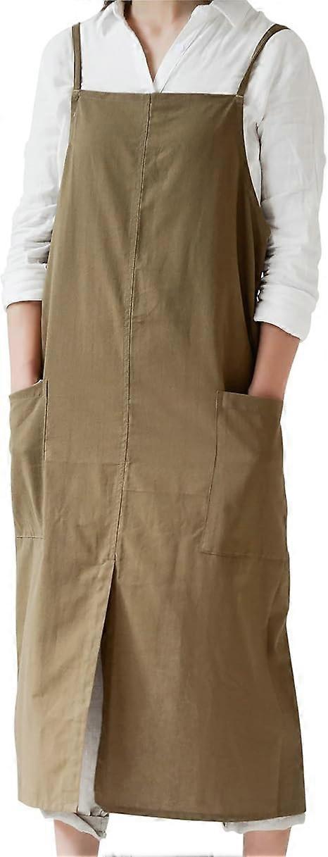 1pcs Snail Apron, Adjustable Soft Cotton Linen Apron with 2 Pockets