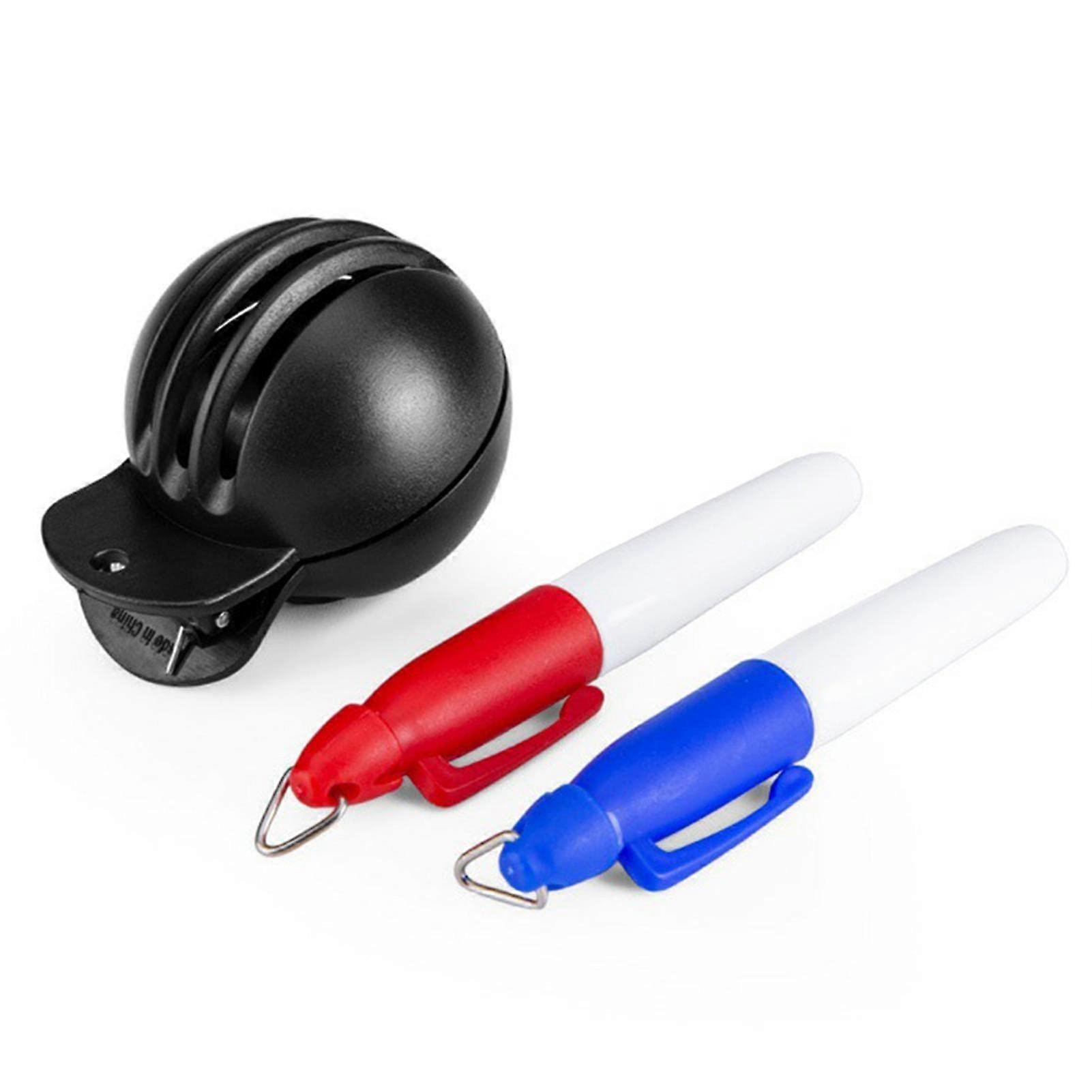 Golf Ball Marking Template Tool, Fade-Resistant Alignment Scriber with Reversible Design and 2 Double-Sided Pens HXQ009