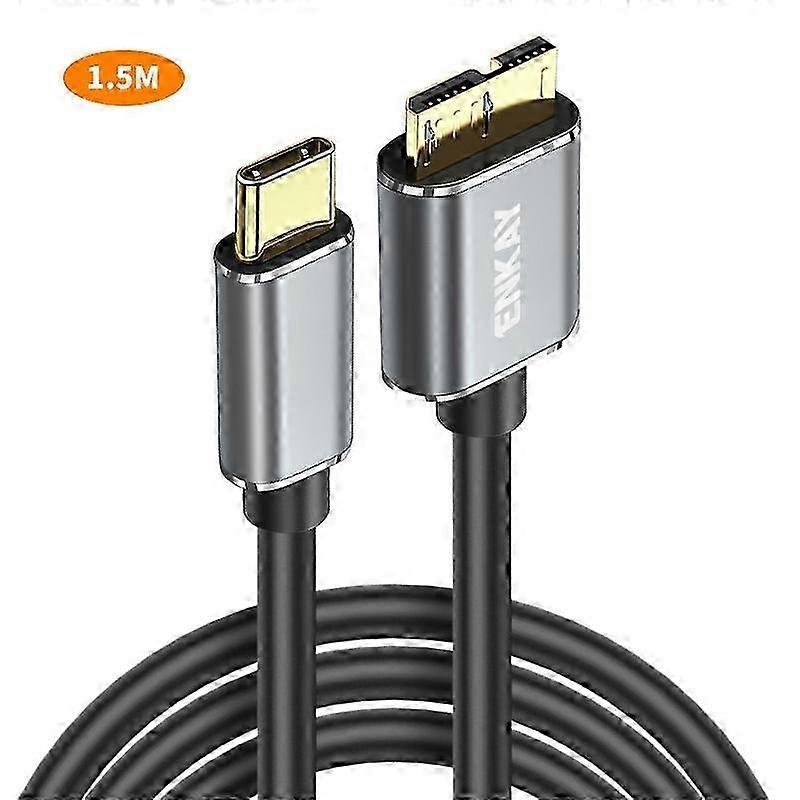 Type A Compatible Cable for Camera Hard Drive, 1.5m USB 3.1 Type-C to USB 3.0 Micro B