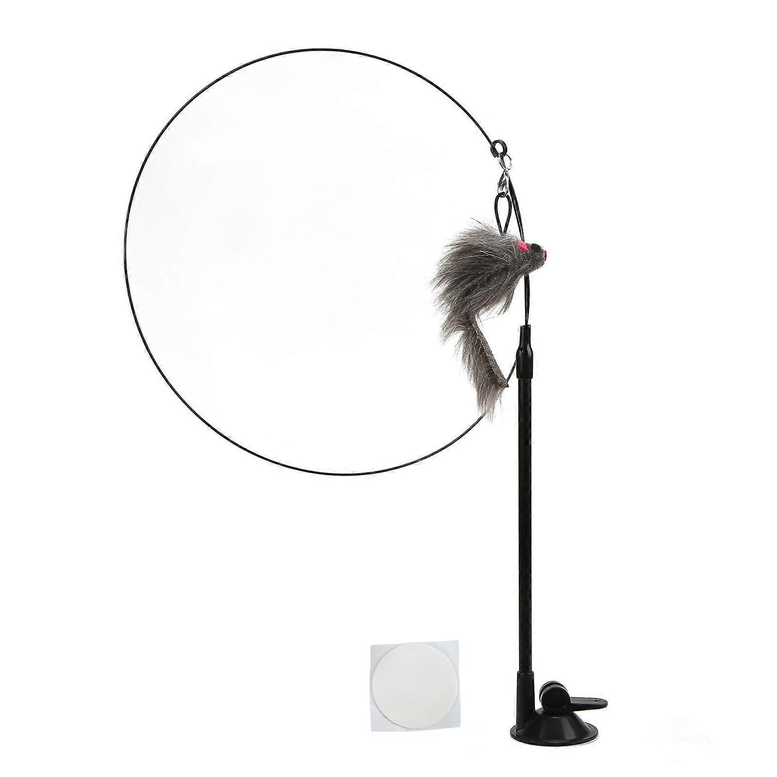 Funny Cat Feather Stick Interactive Handheld Cat Feather Wand with Suction Cup for CatsGray Rat