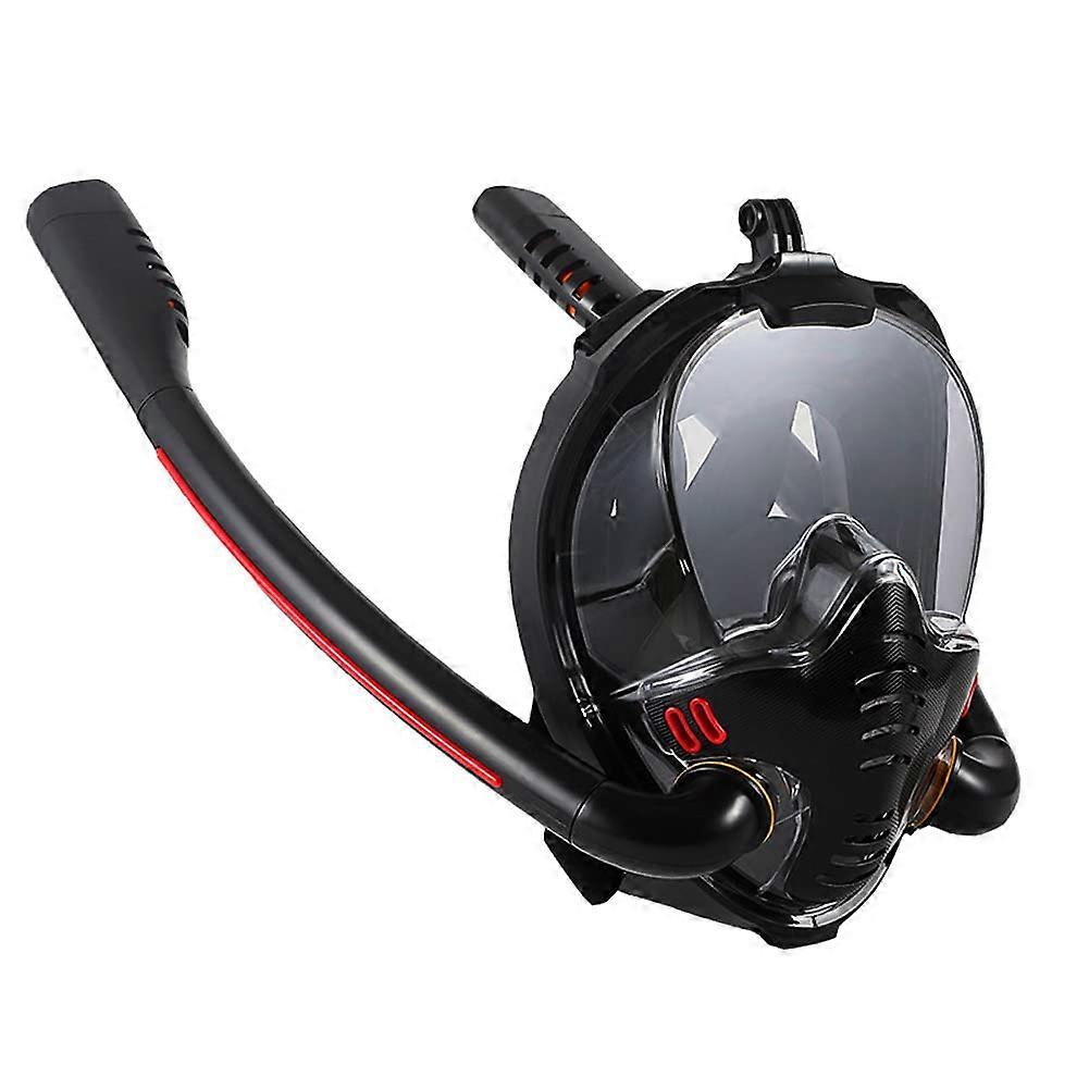 Diving Mask, Snorkel Mask, Goggles, Double Snorkel, 180° Diving Masks, Panoramic View, SportsCompatible Dive Mask for Adults, Black, S/M, Black L/XL