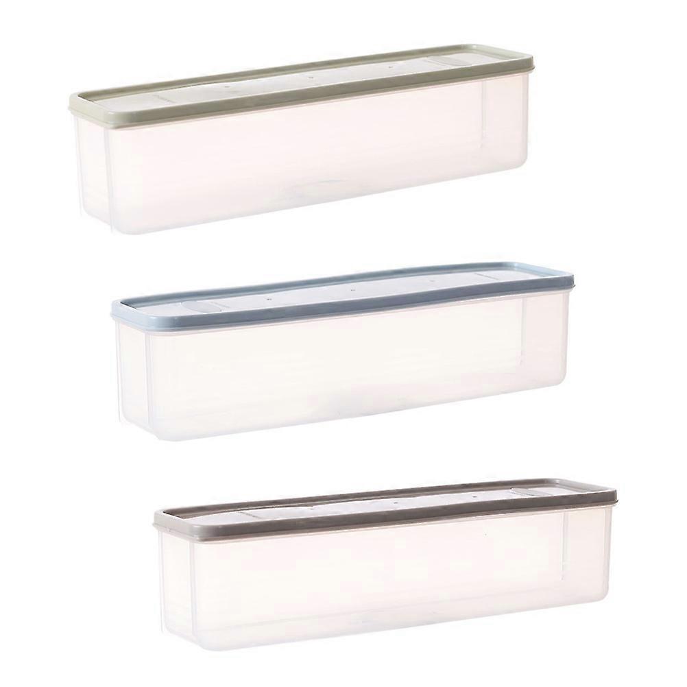 Noodle Measurement Containers Box Food Grade Plastic Rectangular Shape 3Pcs/Set Light Green