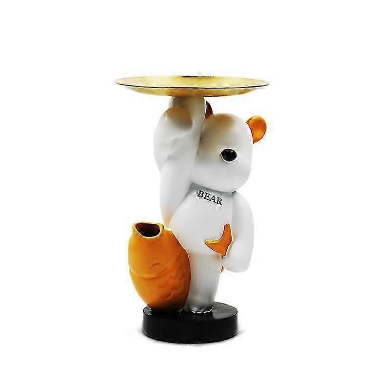 Cute Standing Bear Tray, Resin Craft Soft Decoration, Flower Arrangement, Planting Vase, Small Item Storage Tray