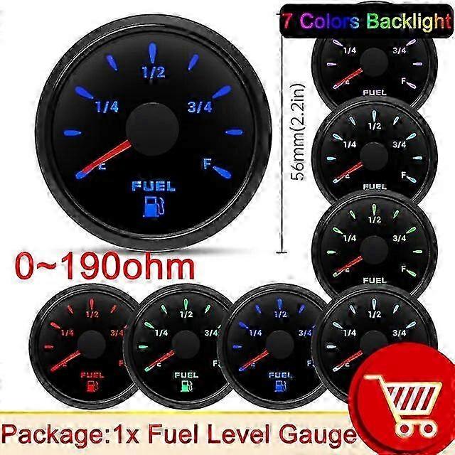 52mm Fuel Level Gauge with 7-Color LED Signal for Marine, Boat, and Car Oil Tank Level Indicator