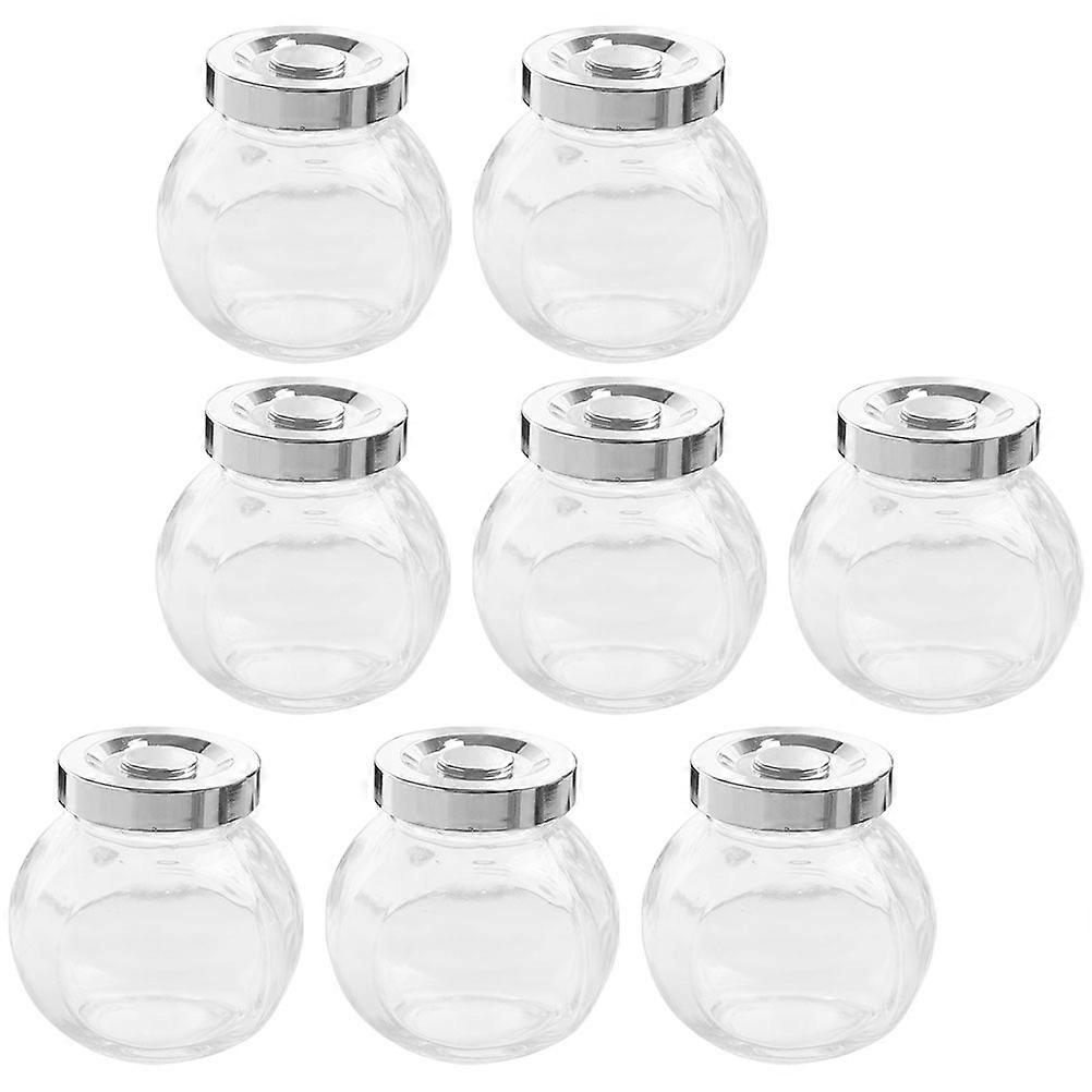8 Pcs Transparent Glass Food Storage Jars for Dry Food Storage Portable and Use 4 oz