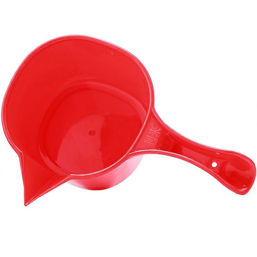 Thickened Plastic Handle Ceramic Water Ladle for Home Use – Multi Purpose Red Ladle for Bathing, Plant Watering, and Mould Grouting