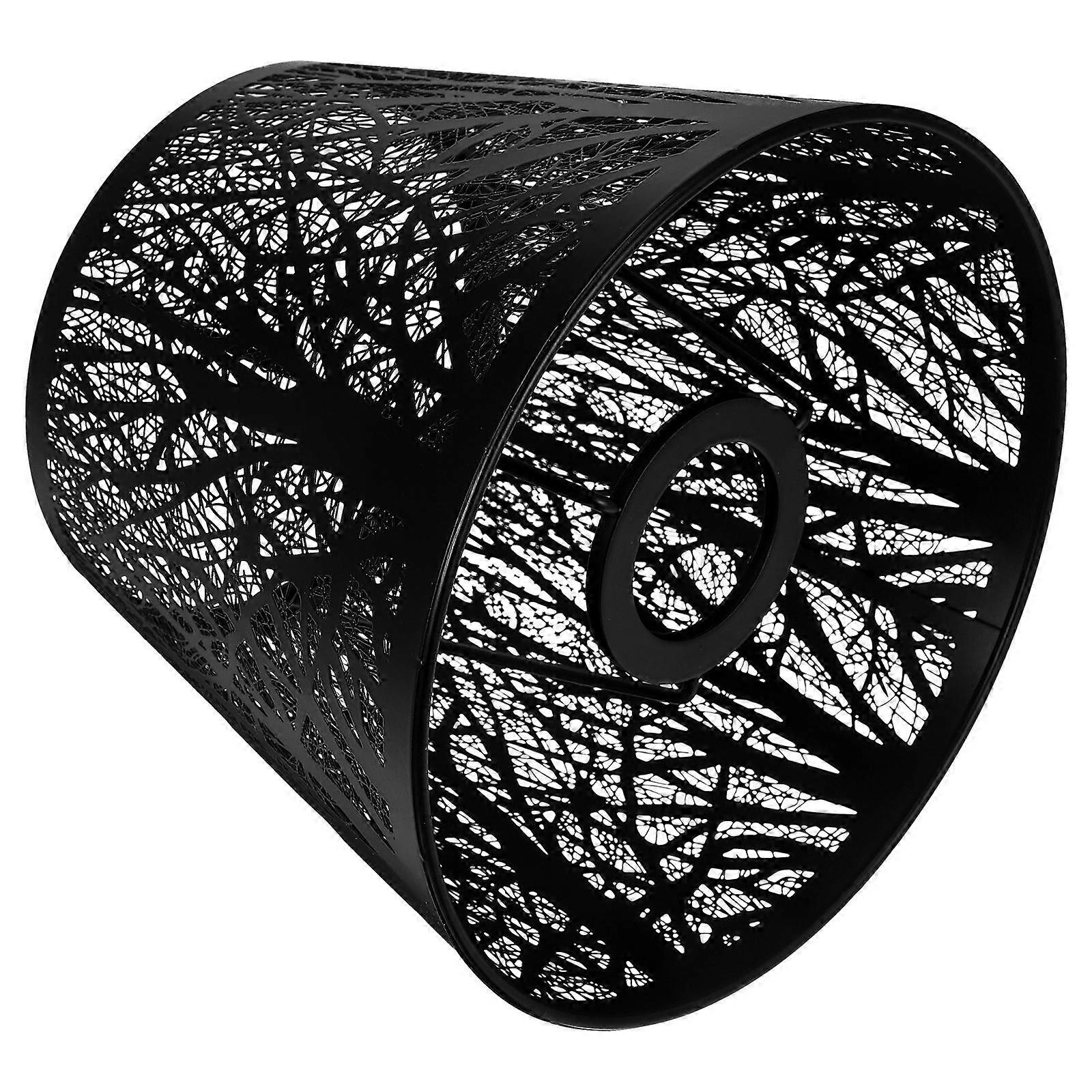Tree Shadow Lamp Shade, E27 Clip On Table Lampshade Hollow Out Metal Lamp Shade Light Accessories For Table Lamp Floor Light, 19x19x15cm, Black