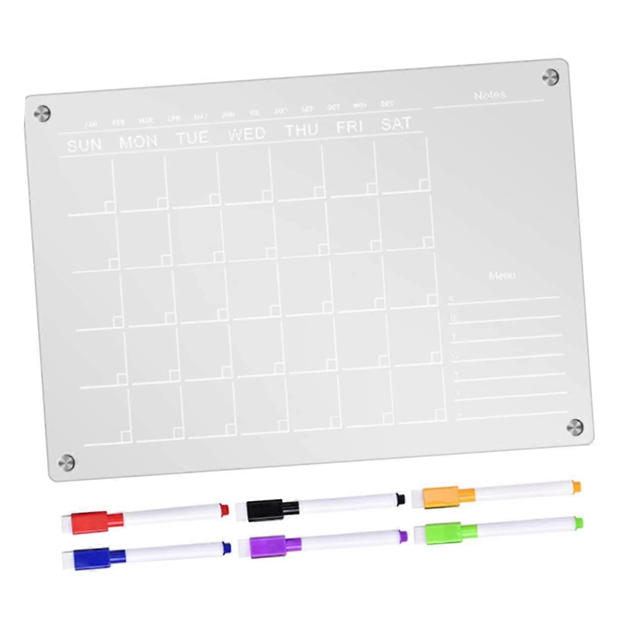 1 Piece Magnetic Acrylic Reusable Whiteboard for Refrigerator Weekly Planner with Whiteboard Markers Erasable Family Organization and Notes