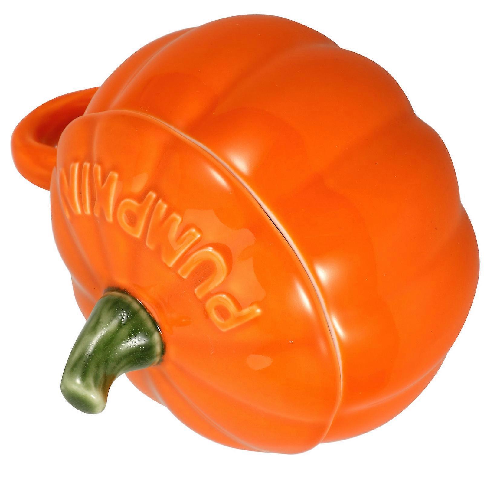 Ceramic Pumpkin Coffee Mug with Lid – Lightweight Porcelain Cup for Tea, Milk, Hot Chocolate, and Juice – Halloween Themed Oatmeal Mug for Home Use